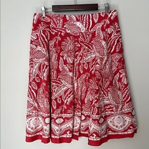 Talbots Red and White Floral Skirt